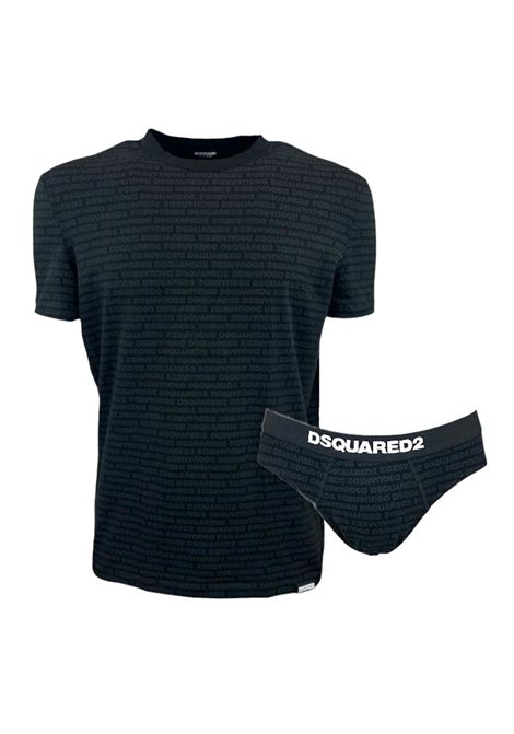 T-shirt e slip Dsquared2 Underwear D9H135510 001 nero monogramma DSQUARED2 UNDERWEAR | T-shirt | D9H135510001